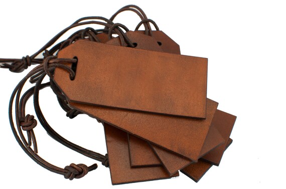 blank leather luggage tags