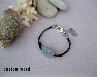 Customized bracelets for her Custom word jewelry Custom bracelet Word bracelet Motivational jewelry Custom gift Word charm Hope bracelet