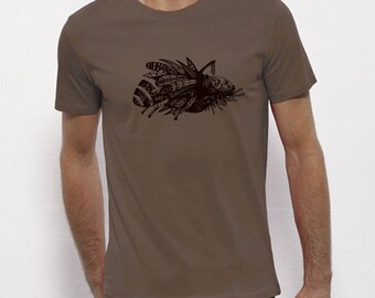 Hand Screenprinted T-shirt / Insect / Walnut