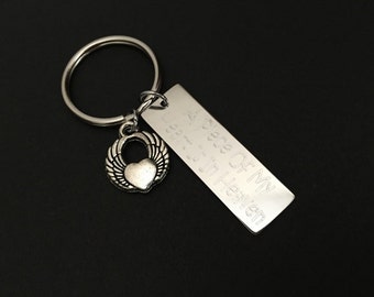 Personalized Stainless Steel Key Chain. A Piece of My Heart Is In Heaven Key Chain. Angel Wing Key Chain. Guardian Angel Key Chain.