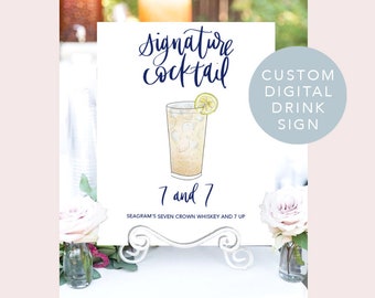 His Hers Drink, Digital Signature Drinks Sign Printable, Signature Drink Sign Wedding Illustrated Signature Cocktail Sign Wedding Drink Sign