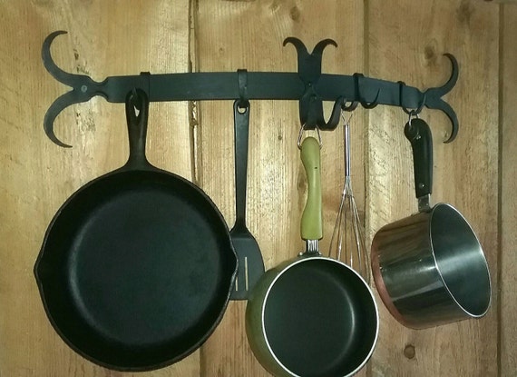 Hand Forged Metal Wall Mounted Pot Rack Antique/Vintage look