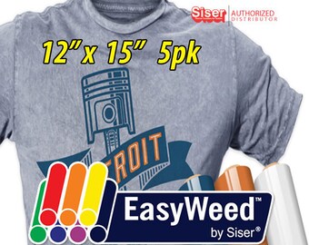 12"x 15" / 5-Sheets / Siser EasyWeed HTV - Heat Transfer Vinyl