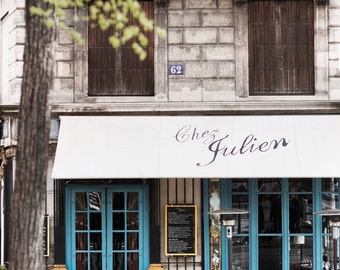 Paris Cafe Photograph, Chez Julien, Large Wall Art, French Kitchen Decor, Fine Art Travel Photograph