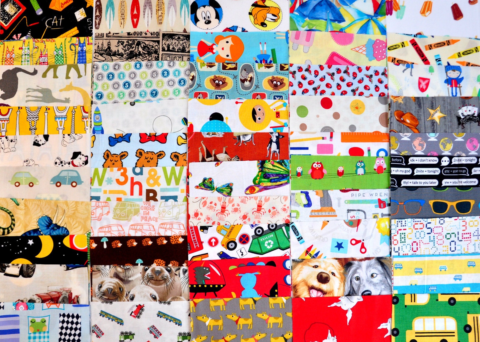 Destash Charm Pack I spy Novelty Fabric Children Kids 50