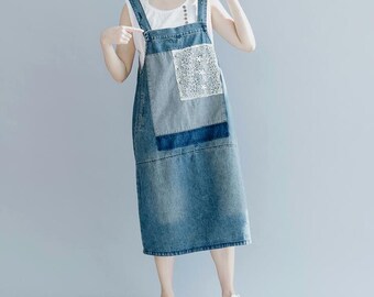 summer Cotton denim vest skirt Casual Summer Holiday Dress with pockets Dress