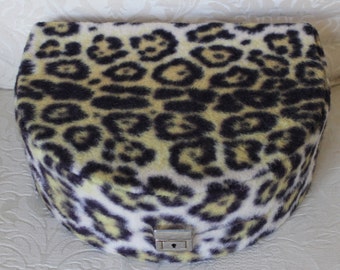 1960's Rare Vintage Faux Leopard Fur Jewelry Box Case