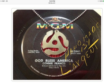 45RPM Record adapter pendant Necklace , with a stainless steel chain