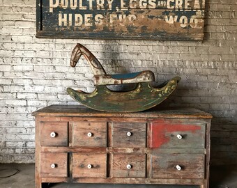 1840s Scandinavian Childs Rocking Horse Primitive Country Decor