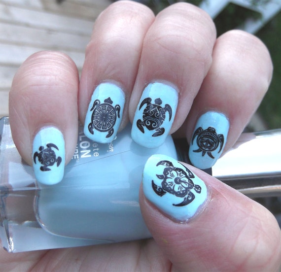 48 Black TRIBAL TURTLES Nail Art TTB Water Slide Transfer - 48 Black TRIBAL TURTLES Nail Art TTB Water Slide Transfer