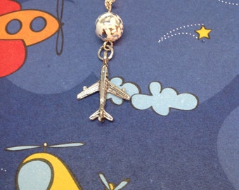 Sterling Sliver Airplane Cell phone charm, cell phone dust plug charm, dust plug, dust plug charm, iphone charm, phone charm, headphone