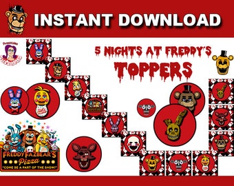 FNAF Toppers / 5 Nights at Freddys Party Decoration / FNAF Party Supplies / FNAF Party Printables / 5 Nights at Freddys Instant Download!!