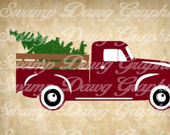 Christmas svg, vintage truck svg, vintage christmas truck svg, silhouette, cricut, decal, vinyl, digital file, christmas tree, tree farm svg