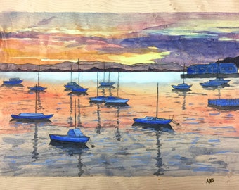 Safety Harbor 11x14 Print from original woodburned painting