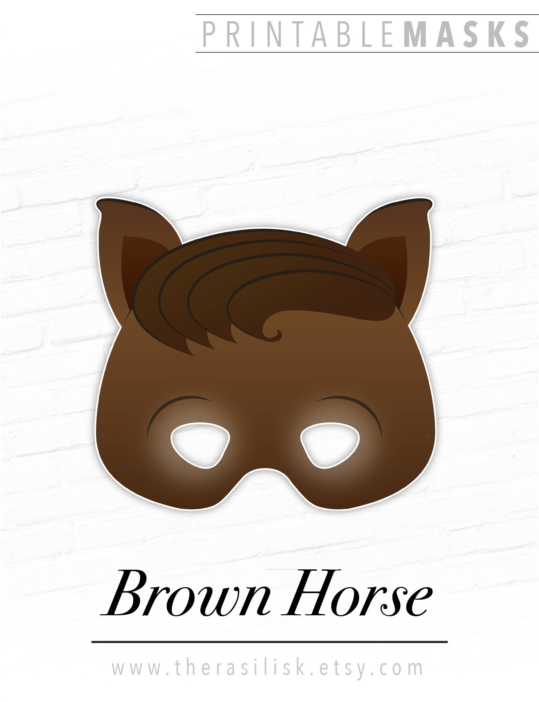 Brown Horse Printable Animal Mask Farm Animal Costume