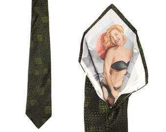 vintage 1960s peekaboo tie • blonde pinup girl necktie