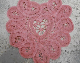 Pink Battenburg Lace Doilies