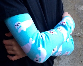 Leg or Arm Warmers for Boys and Girls -Baby Seals in Bowties - Leggings for Baby, Toddler, Big Kid, Tween - Fun Birthday or Baby Shower Gift