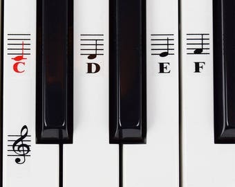 Piano Stickers for 49 / 61/ 76 / 88 Key Keyboards – Transparent and Removable with Free Piano Ebook