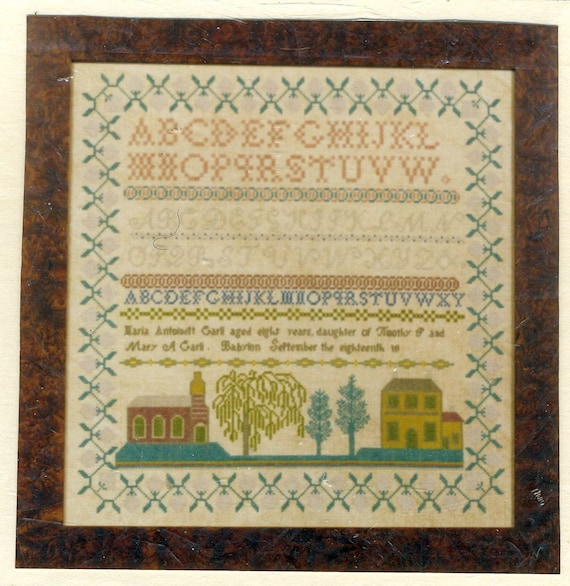 Maria Antionett Carli c1800 Reproduction Sampler by Threads of