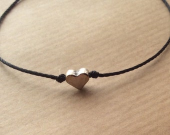 Heart bracelet, friendship bracelet, dainty bracelet, adjustable bracelet, wish bracelet, love bracelet,
