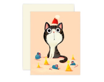 Shocking Cat Christmas Card