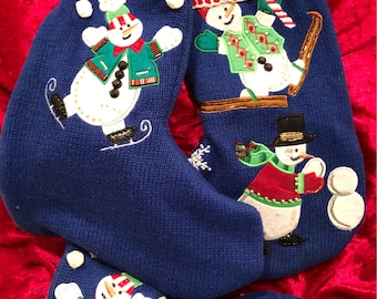 Trio of Recycled Christmas Sweater Stockings