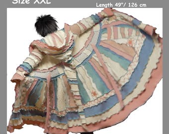 elf coat, fairy coat, grey coat, patchwork coat, gypsy coat, hippie coat, boho coat, size XXL, dream coat