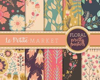 Digital Floral Paper Pack, Digital Paper Pack, Wedding Paper, Scrapbooking Paper, Country Chic Paper, Country Flowers, Country Paper, Rustic
