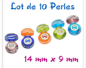 Set of 10 assorted 14 mm x 9 mm Lampwork Glass Beads
