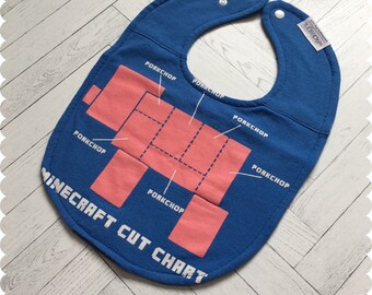 Minecraft Baby Bib, Recycled T-Shirt Baby Bib, Video Games, Baby Boy Gift Baby Shower, Nerd Baby, Geek Baby