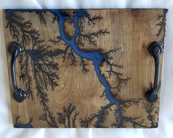 Serving tray,cheese board,Charcuterie,fractal burning,unique