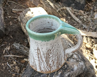 Pottery Mug Speckled Wheat Design Handmade by Daisy Friesen