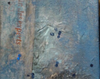 Blue mixed media abstract painting