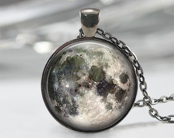 Full Moon Necklace - Full Moon Jewelry Full Moon Pendant Full Moon Charm Space Necklace Space Jewelry Universe Necklace Galaxy Necklace Gift
