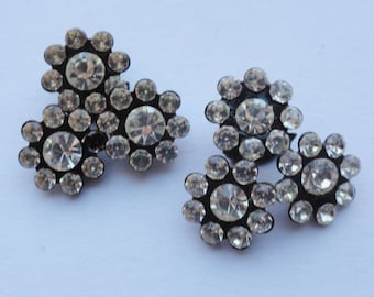 Vintage Silver Tone Rhinestone Shoe Clips