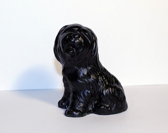 Classique Dog Sculpture Made with Coal, Made in Great Britain, Puli Dog Figure, Black Dog Figure