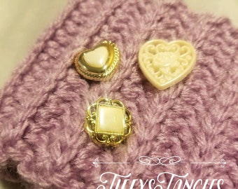 Purple Ear Warmer Headband with Buttons