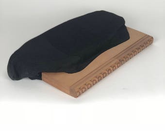 Beautiful 1940s black faille and wood clutch purse