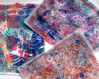 Original Handmade Gelli Print Collage Artist Papers for Mixed Media and Art Journaling 1203_04