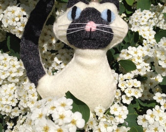 Siamese Cat Ornament / Christmas Ornament / Felt Ornament / Birthday Gift / Gift For Her / Handmade Cat / Gift Topper /