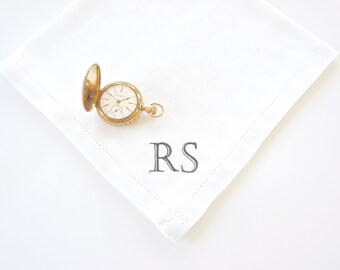 Men's Monogrammed Handkerchief, Finest Linen or Cotton Handkerchief, Pocket Square, Wedding Handkerchief