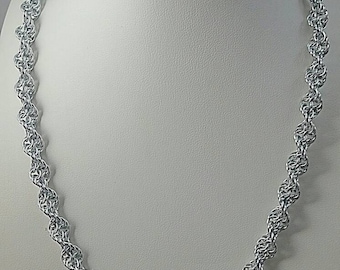 Silver Double Helix DNA Chainmaille Necklace Chainmail