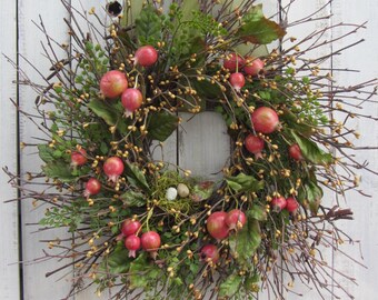 Berry Wreath - Primitive Country Wreath - Twig Wreath - Rustic Wreath - Spring/ Summer Wreath - Bird Nest Wreath - Spring Wreath - Spring