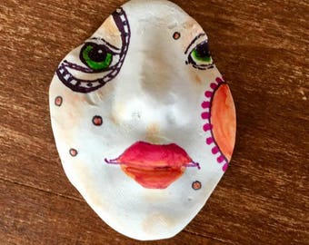 Handmade clay face large oval freckles jewelry craft supplies handmade cabochon oval face light weight polymer tile