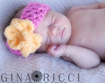 CROCHET PATTERN Baby Hat Blossom Flower Headband Photography Prop