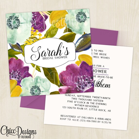 Fall Autumn Flower Bridal Shower Invitation Customizable