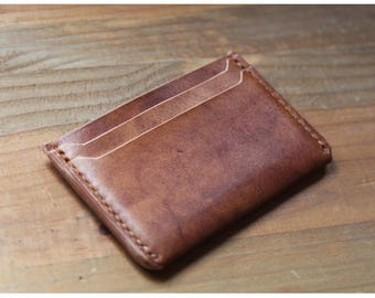 Leather card wallet, 4 pockets, slim wallet