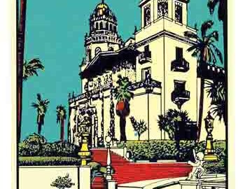 Vintage Style San Simeon California Hearst Castle Travel Decal sticker
