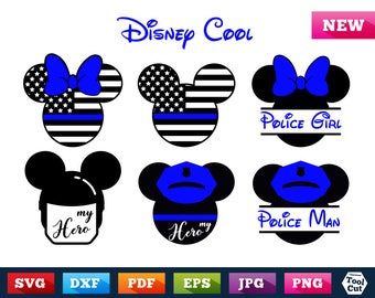 Disney Police Officer Svg Mickey Mouse Police Split Svg Minnie Mouse Police Officer Svg Mickey Mouse Ears Svg Mickey Mouse Head Silhouette